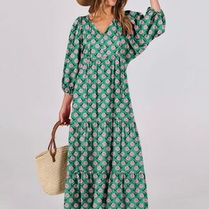 Floral Green Maxi Dress